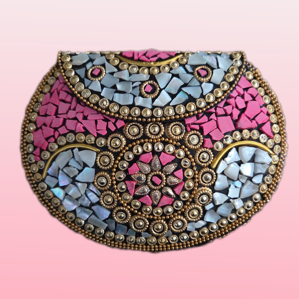 Mosaic Pink and Gray Clutch